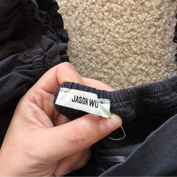 Jason Wu Square Neck Puff Sleeve Cropped Blouse Black S - Picture 10 of 12